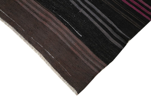 Geometric Kilim Black Geometric Goat Hair Handmade Rug 6'7'' x 10'7''