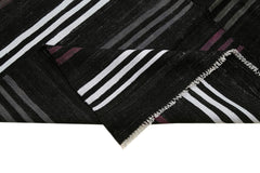 Geometric Kilim Black Geometric Goat Hair Handmade Rug 6'7'' x 10'7''