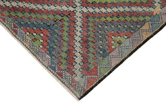 Geometric Kilim White Geometric Goat Hair Handmade Rug 6'9'' x 9'8''