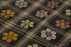 Geometric Kilim Brown Geometric Goat Hair Handmade Rug 6'6'' x 8'0''