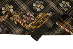 Geometric Kilim Brown Geometric Goat Hair Handmade Rug 6'6'' x 8'0''