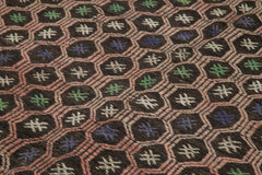 Geometric Kilim Brown Geometric Goat Hair Handmade Rug 6'8'' x 9'10''