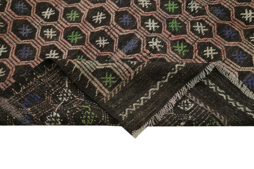 Geometric Kilim Brown Geometric Goat Hair Handmade Rug 6'8'' x 9'10''