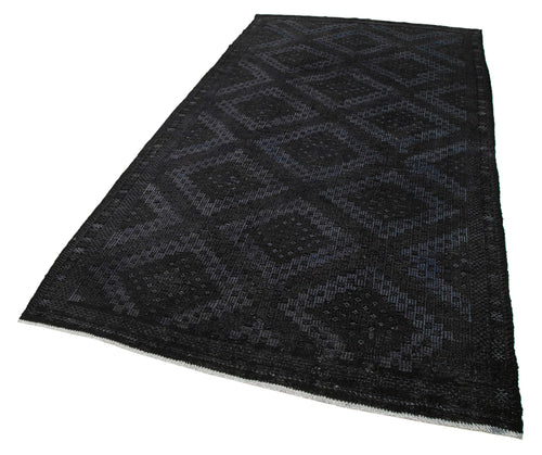 Geometric Kilim Black Geometric Goat Hair Handmade Rug 5'3'' x 10'4''