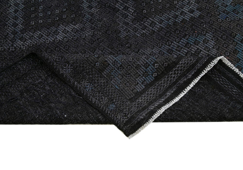 Geometric Kilim Black Geometric Goat Hair Handmade Rug 5'3'' x 10'4''