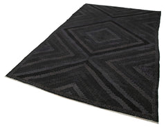 Geometric Kilim Black Geometric Goat Hair Handmade Rug 6'5'' x 10'5''