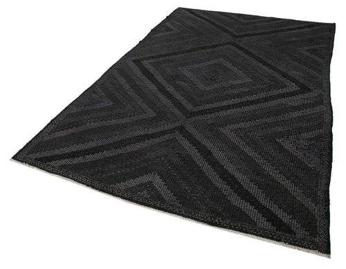 Geometric Kilim Black Geometric Goat Hair Handmade Rug 6'5'' x 10'5''