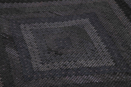 Geometric Kilim Black Geometric Goat Hair Handmade Rug 6'5'' x 10'5''