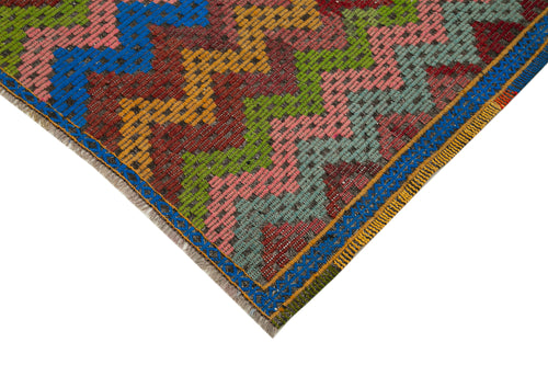 Geometric Kilim White Geometric Goat Hair Handmade Rug 6'4'' x 8'3''