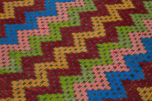 Geometric Kilim White Geometric Goat Hair Handmade Rug 6'4'' x 8'3''