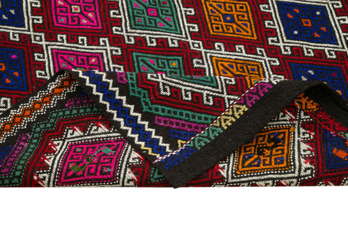 Geometric Kilim White Geometric Goat Hair Handmade Rug 8'2'' x 10'3''