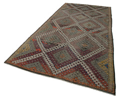 Geometric Kilim Beige Geometric Goat Hair Handmade Rug 5'10'' x 12'8''