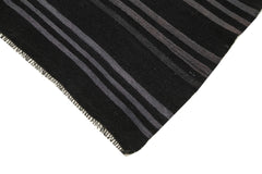 Geometric Kilim Black Geometric Goat Hair Handmade Rug 4'9'' x 12'4''