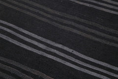 Geometric Kilim Black Geometric Goat Hair Handmade Rug 4'9'' x 12'4''