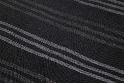 Geometric Kilim Black Geometric Goat Hair Handmade Rug 4'9'' x 12'4''