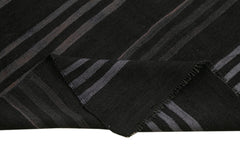 Geometric Kilim Black Geometric Goat Hair Handmade Rug 4'9'' x 12'4''