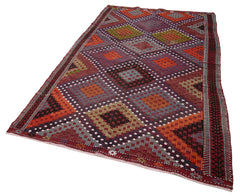 Geometric Kilim Red Geometric Goat Hair Handmade Rug 5'4'' x 8'9''