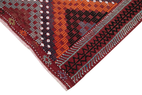 Geometric Kilim Red Geometric Goat Hair Handmade Rug 5'4'' x 8'9''