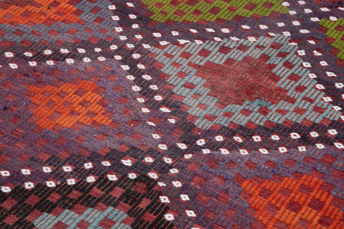 Geometric Kilim Red Geometric Goat Hair Handmade Rug 5'4'' x 8'9''