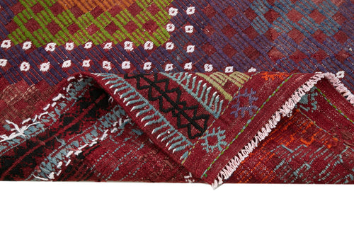 Geometric Kilim Red Geometric Goat Hair Handmade Rug 5'4'' x 8'9''