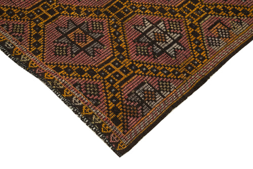 Geometric Kilim Brown Geometric Goat Hair Handmade Rug 5'10'' x 10'8''