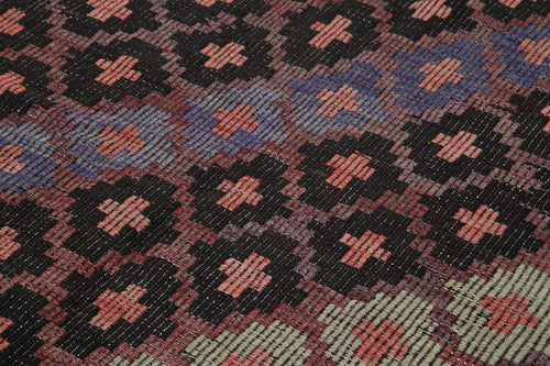 Geometric Kilim Brown Geometric Goat Hair Handmade Rug 6'8'' x 10'1''