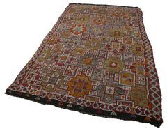 Geometric Kilim White Geometric Goat Hair Handmade Rug 5'3'' x 9'0''