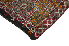 Geometric Kilim White Geometric Goat Hair Handmade Rug 5'3'' x 9'0''