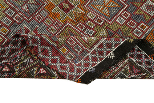 Geometric Kilim White Geometric Goat Hair Handmade Rug 5'3'' x 9'0''