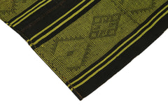 Geometric Kilim Green Geometric Goat Hair Handmade Rug 5'7'' x 5'11''