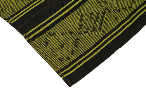 Geometric Kilim Green Geometric Goat Hair Handmade Rug 5'7'' x 5'11''