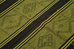 Geometric Kilim Green Geometric Goat Hair Handmade Rug 5'7'' x 5'11''