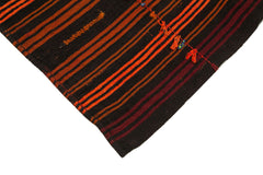 Geometric Kilim Brown Geometric Goat Hair Handmade Rug 5'11'' x 6'11''