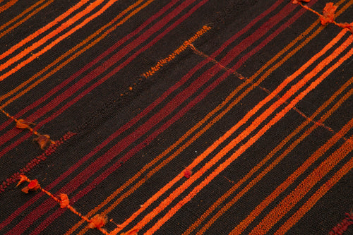 Geometric Kilim Brown Geometric Goat Hair Handmade Rug 5'11'' x 6'11''