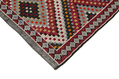 Geometric Kilim White Geometric Goat Hair Handmade Rug 5'11'' x 11'3''