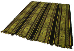 Geometric Kilim Yellow Geometric Goat Hair Handmade Rug 6'3'' x 7'6''