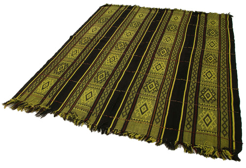 Geometric Kilim Yellow Geometric Goat Hair Handmade Rug 6'3'' x 7'6''