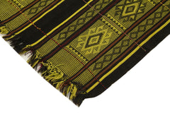 Geometric Kilim Yellow Geometric Goat Hair Handmade Rug 6'3'' x 7'6''