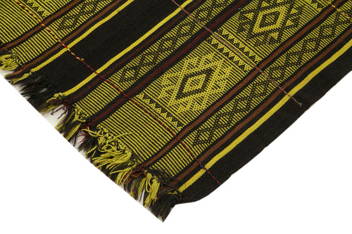 Geometric Kilim Yellow Geometric Goat Hair Handmade Rug 6'3'' x 7'6''