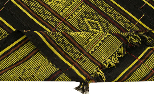 Geometric Kilim Yellow Geometric Goat Hair Handmade Rug 6'3'' x 7'6''