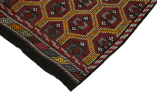 Geometric Kilim Brown Geometric Goat Hair Handmade Rug 5'6'' x 9'4''
