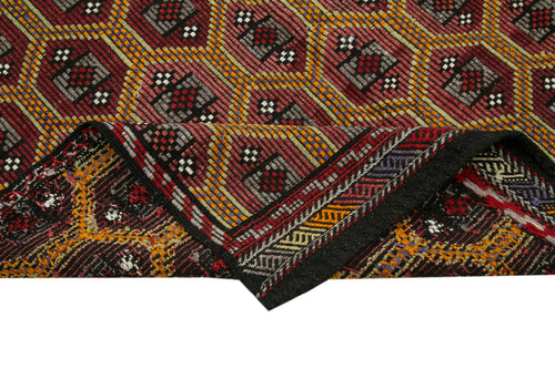 Geometric Kilim Brown Geometric Goat Hair Handmade Rug 5'6'' x 9'4''