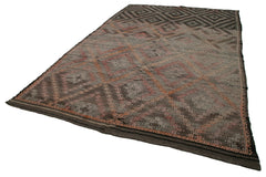 Geometric Kilim Brown Geometric Goat Hair Handmade Rug 7'7'' x 12'0''