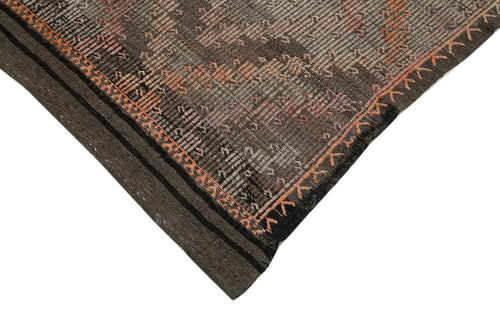 Geometric Kilim Brown Geometric Goat Hair Handmade Rug 7'7'' x 12'0''