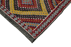 Geometric Kilim White Geometric Goat Hair Handmade Rug 5'10'' x 11'9''