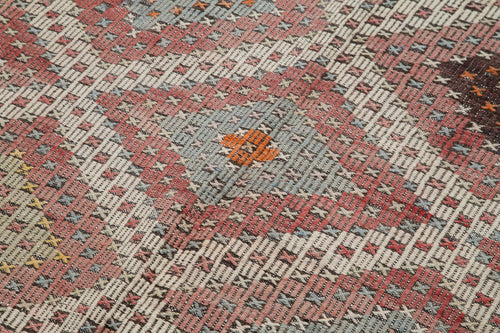 Geometric Kilim Beige Geometric Goat Hair Handmade Rug 4'9'' x 12'2''