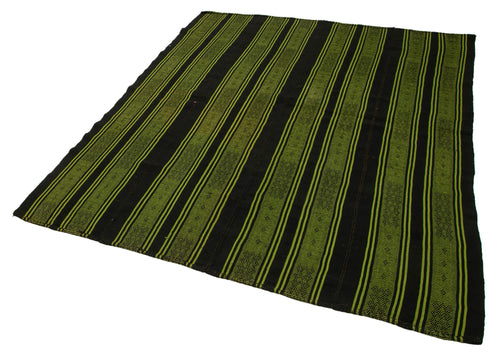 Geometric Kilim Brown Geometric Goat Hair Handmade Rug 5'11'' x 7'0''