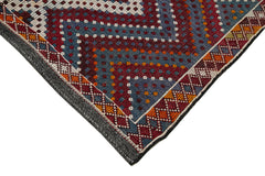 Geometric Kilim White Geometric Goat Hair Handmade Rug 6'0'' x 12'4''