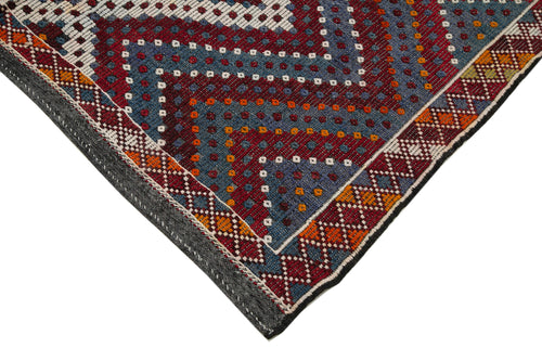 Geometric Kilim White Geometric Goat Hair Handmade Rug 6'0'' x 12'4''