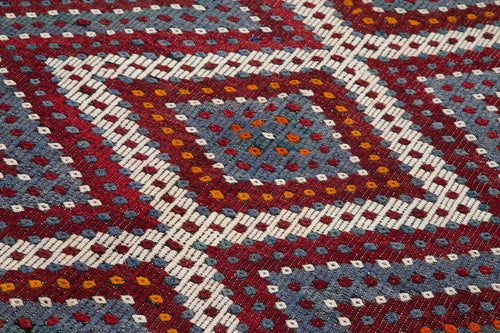 Geometric Kilim White Geometric Goat Hair Handmade Rug 6'0'' x 12'4''